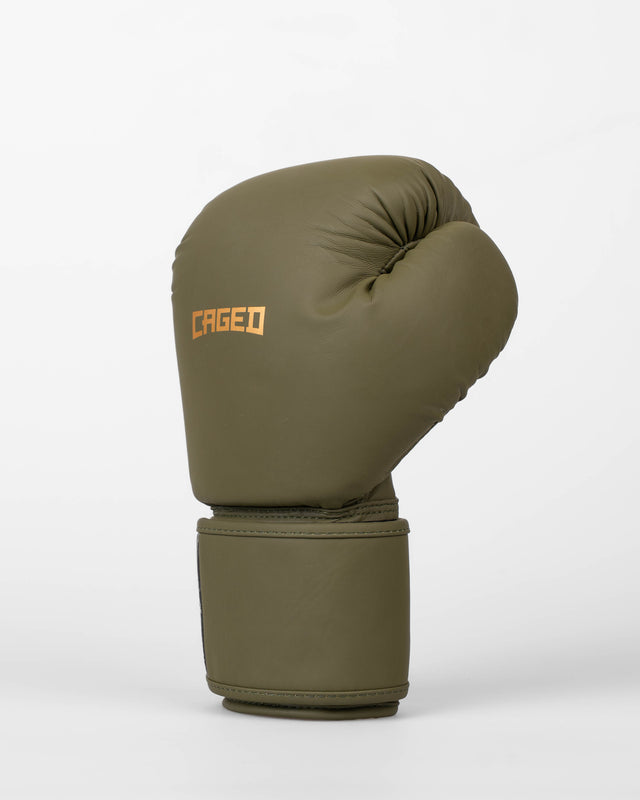 Dětské boxerské rukavice Caged Spark – Khaki zelená/Zlatá
