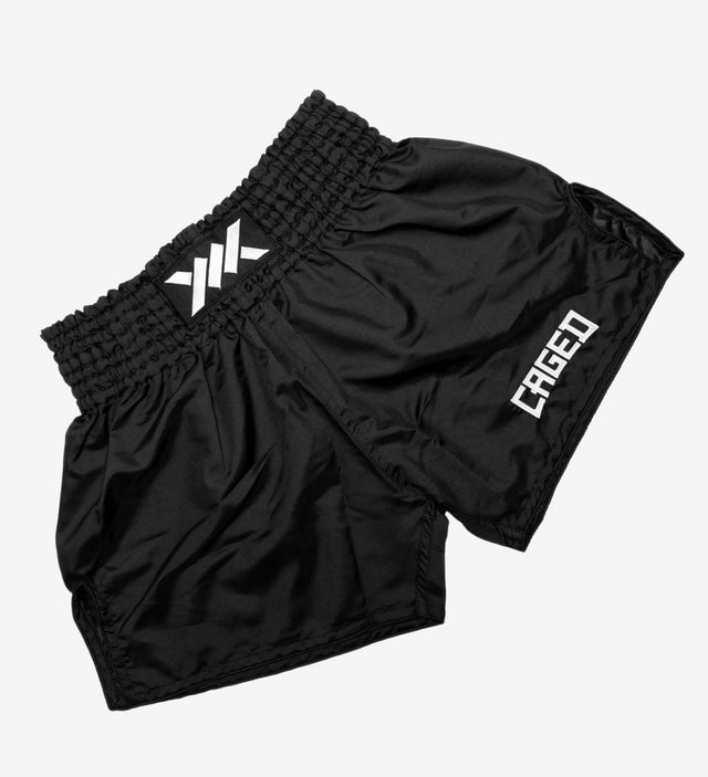 Caged Muay-Thai-Shorts Classic – Schwarz/Weiß Damen