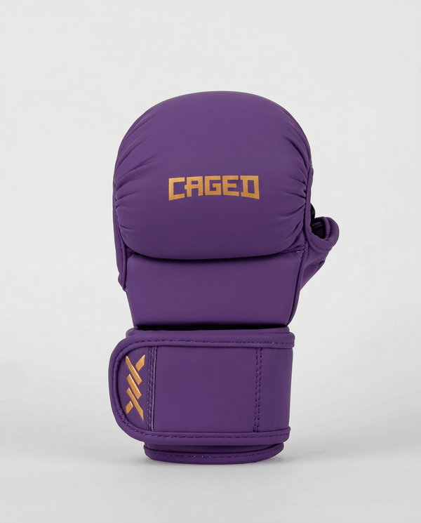Rękawice MMA sparingowe Caged Shadow – Fioletowe/Złote