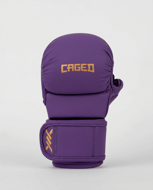 Rękawice MMA sparingowe Caged Shadow – Fioletowe/Złote