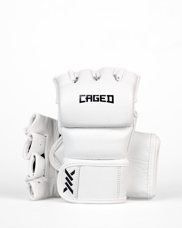 Caged MMA-Handschuhe 'X' Series – Weiß/Schwarz