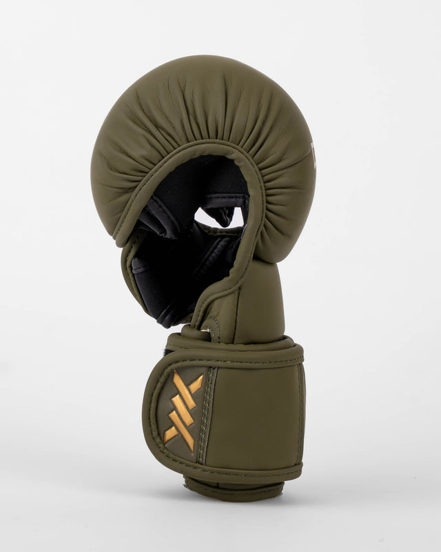 Rękawice MMA sparingowe Caged Shadow – Khaki/Złote