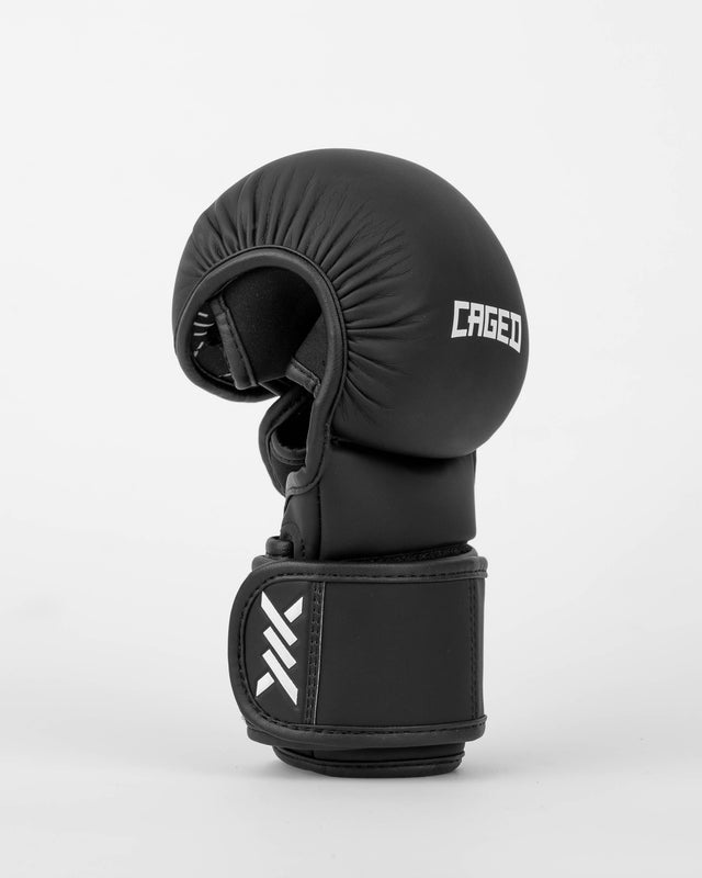 Mănuși MMA de sparring Caged Shadow – Mat Negru/Alb