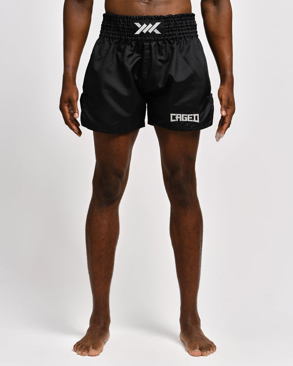 Caged Muay Thai shorts Classic – Sort/Hvid