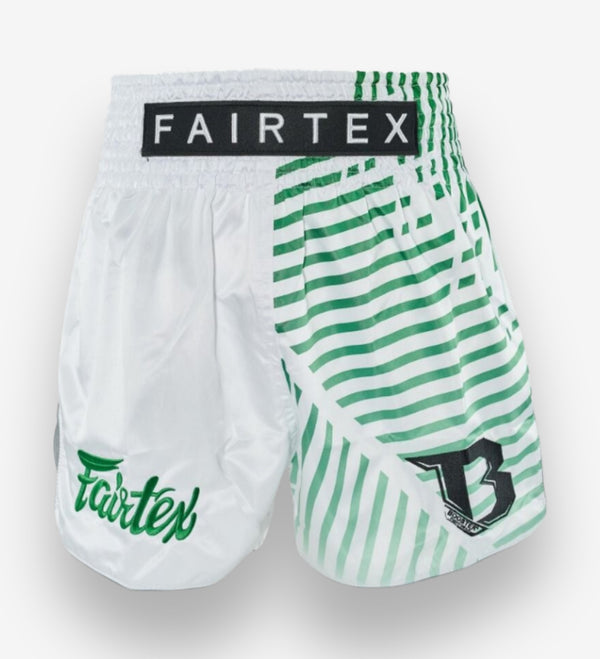 Pantaloncini Muay Thai Fairtex FXB Racer – Bianco/Verde