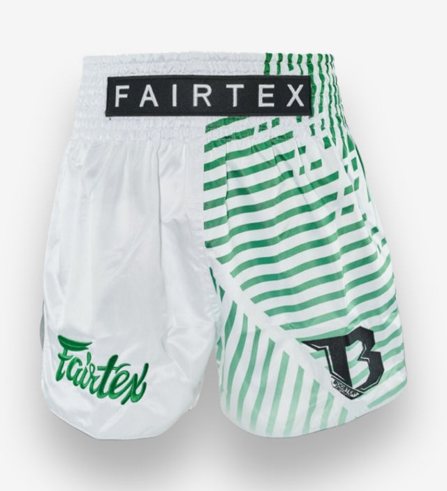 Pantaloni scurți Muay Thai Fairtex FXB Racer – Alb/Verde