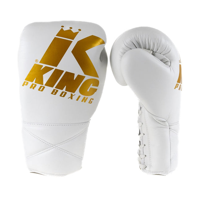Gants de boxe King Pro Boxing XK avec lacets – Blanc/Or