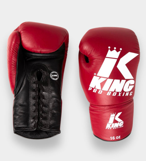 Gants de boxe King Pro Boxing BG1 à lacets – Rouge/Noir