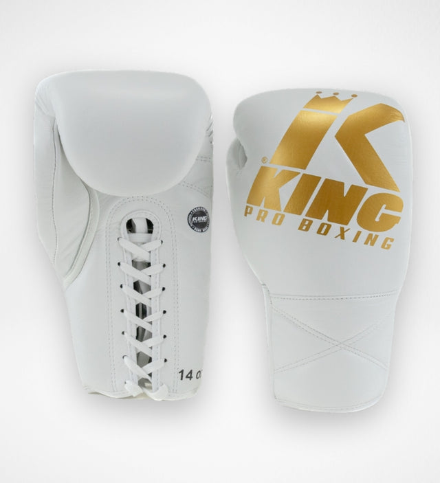 Gants de boxe King Pro Boxing XK avec lacets – Blanc/Or