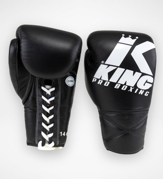 King Pro Boxing Bokshandschoenen XK met vetersluiting - Zwart/Wit