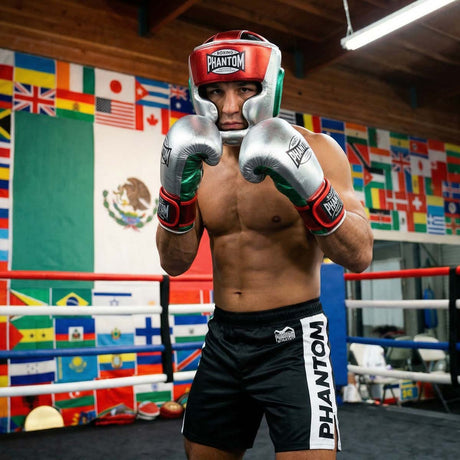 Mănuși de box Phantom Athletics Mexico – Argintiu/Verde/Roșu