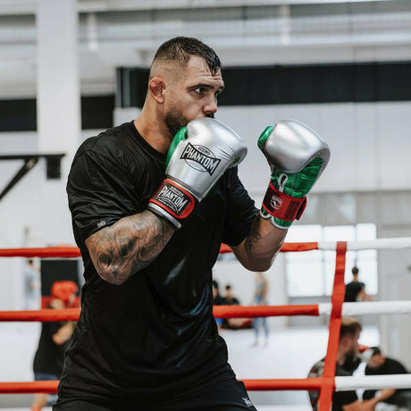 Mănuși de box Phantom Athletics Mexico – Argintiu/Verde/Roșu