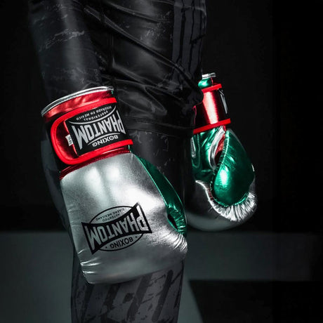 Mănuși de box Phantom Athletics Mexico – Argintiu/Verde/Roșu