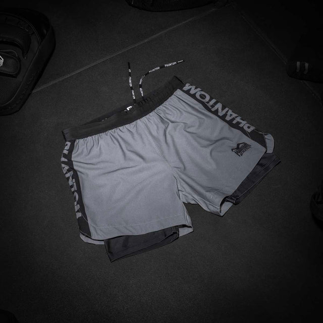 Calções de compressão Phantom Athletics Fusion 2in1 Apex – Cinzento
