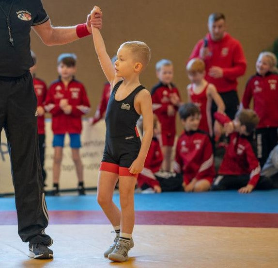 Phantom Athletics Zápasnický dres Storm Dětské – Černá/Červená/Černá/Modrá