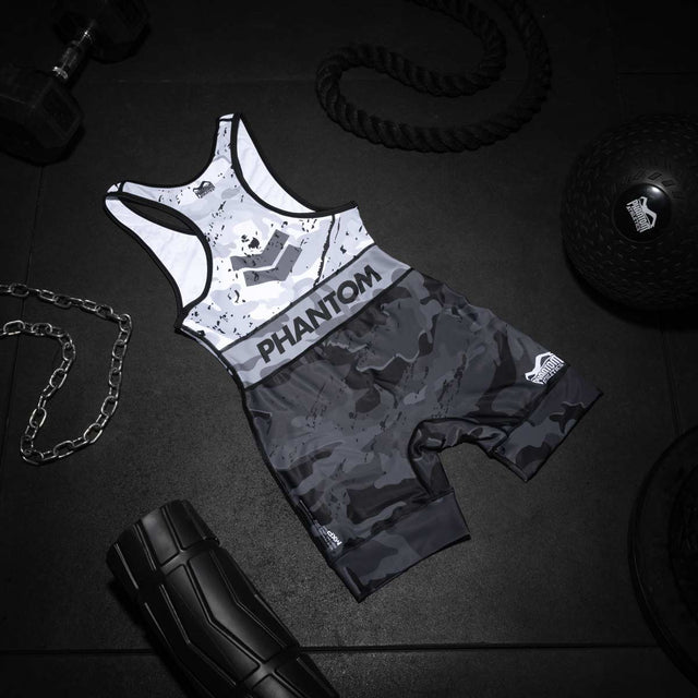 Débardeur de lutte Phantom Athletics Delta – Blanc/Gris/Noir