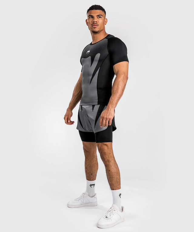 Venum Rashguard Attack Korte Mouwen - Zwart/Grijs
