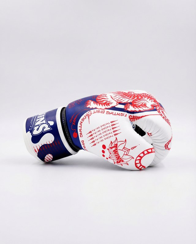 Gants de boxe Twins FBGVL4 Yant – Blanc/Bleu/Rouge