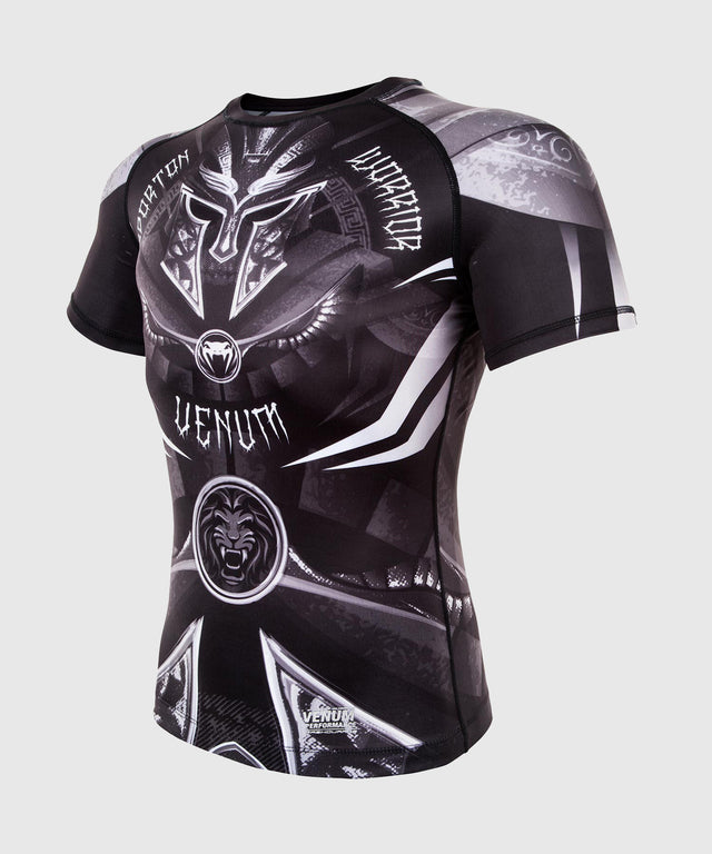 Rashguard Venum Gladiator 3.0 s krátkými rukávy – Černá/šedá/bílá