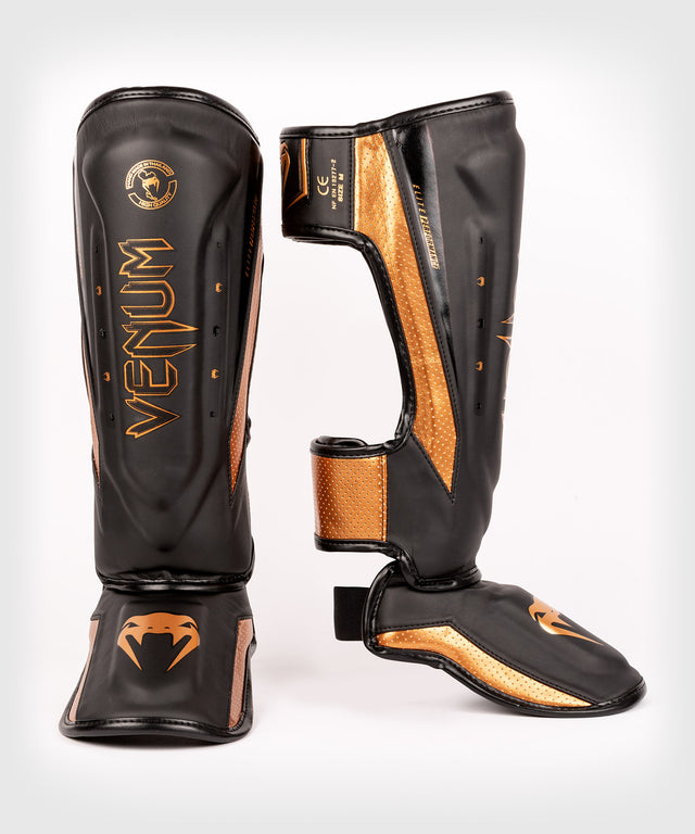 Caneleiras Venum Elite Evo – Preto/Bronze