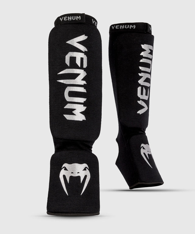 Protège-tibias de kickboxing Venum Kontact – Noir/Argent