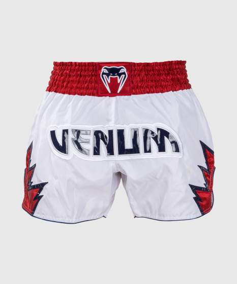 Spodenki do kickboxingu Venum Inferno – Białe/Czerwone