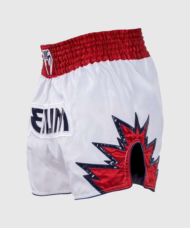 Spodenki do kickboxingu Venum Inferno – Białe/Czerwone