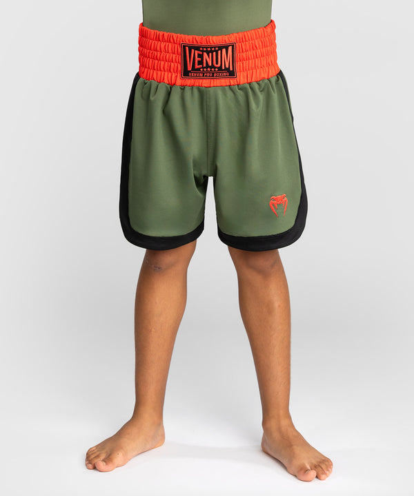 Boxerské trenky Venum Classic – Dětské – Armádní zelená/Oranžová