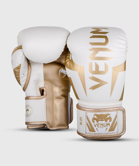 Luvas de boxe Venum Elite – Branco/Ouro