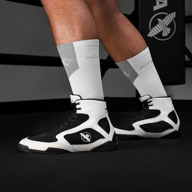 Chaussures de boxe Hayabusa Pro – Blanc/Noir