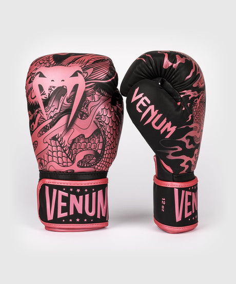 Gants de boxe Venum Impact Dragon's Flight – Noir/Rose métallisé