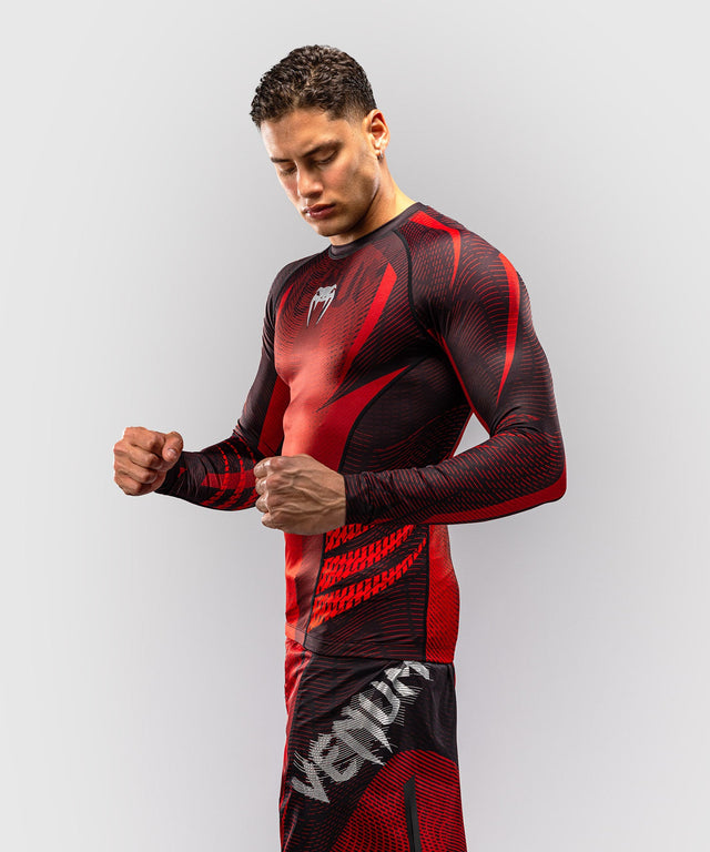 Rashguard Venum Galactic 3.0 s dlouhými rukávy – Červená/Stříbrná