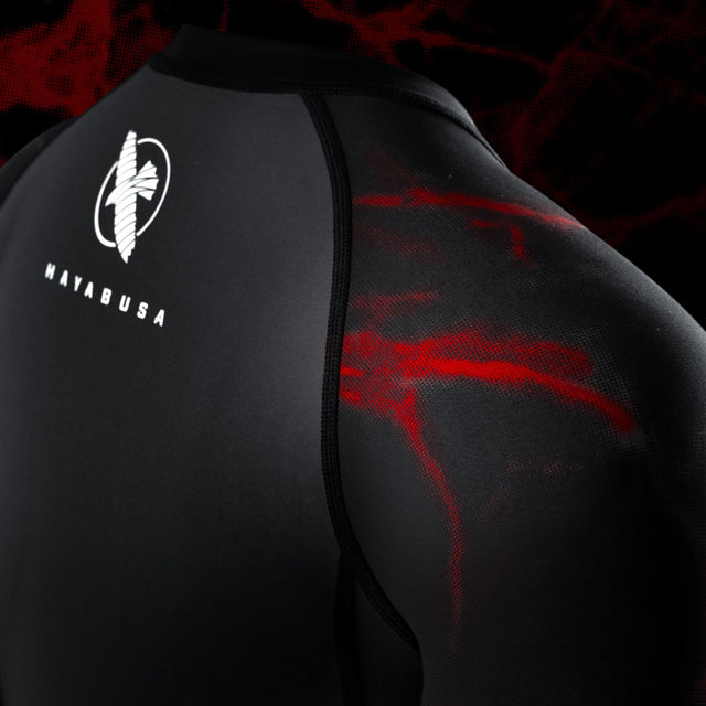 Hayabusa x UFC BJJ Rashguard Kurzarm Damen – Schwarz/Rot