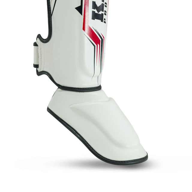 Caneleiras de kickboxing King Pro Boxing Spartan – Branco/Preto/Vermelho