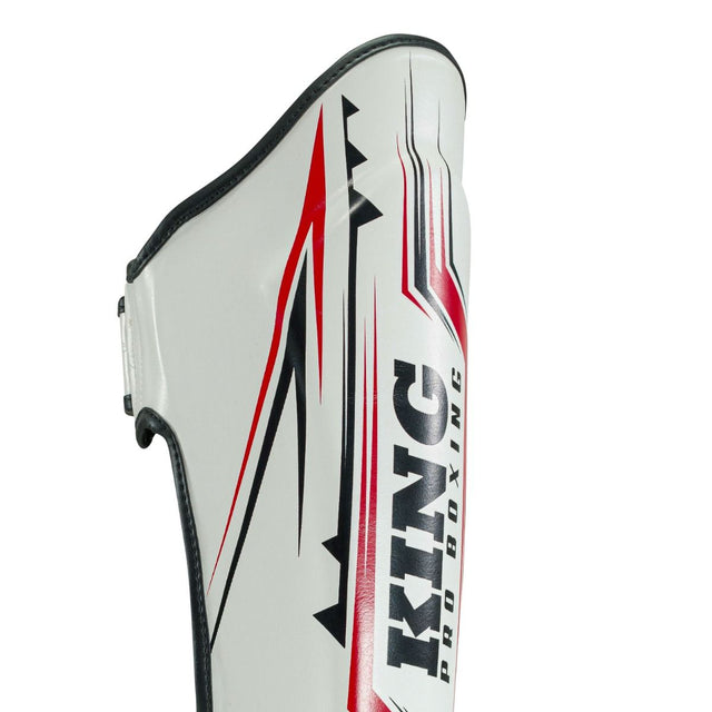 Caneleiras de kickboxing King Pro Boxing Spartan – Branco/Preto/Vermelho