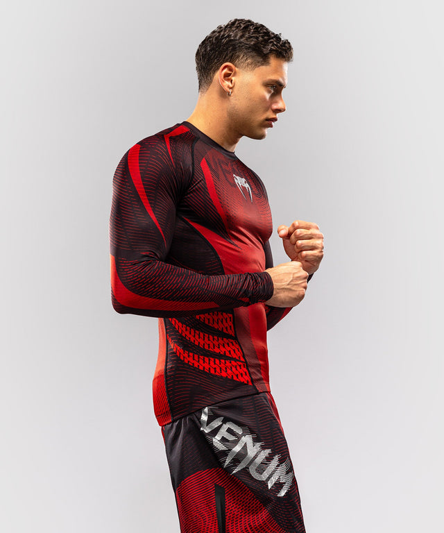 Rashguard Venum Galactic 3.0 s dlouhými rukávy – Červená/Stříbrná
