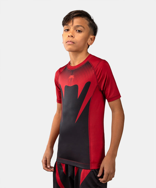 Venum Rashguard Attack Korte Mouwen Børn – Sort/Rød