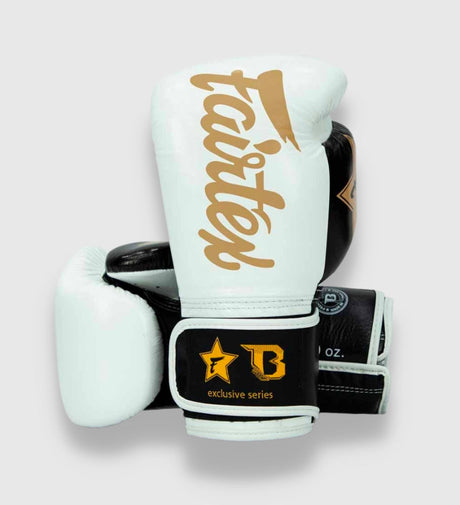 Mănuși de box Fairtex FXB V2 – Alb/Negru/Aur