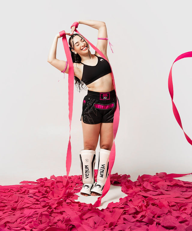 Pantaloncini Muay Thai Venum x Dua – Nero/Rosa Fucsia