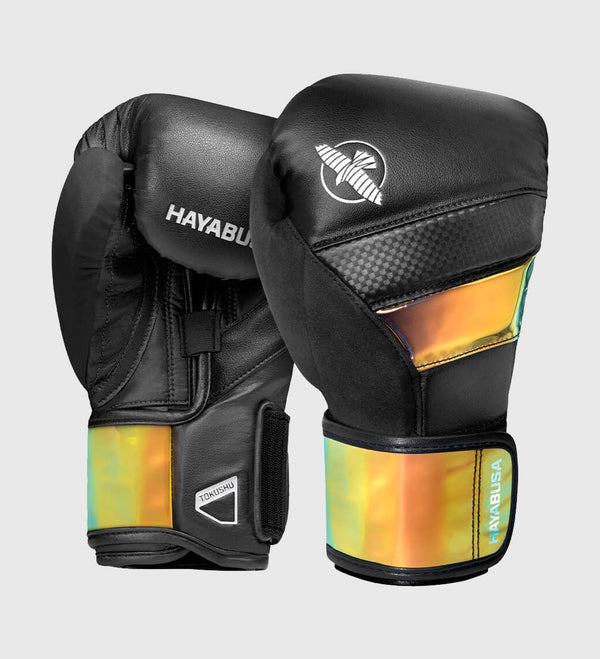 Luvas de boxe Hayabusa T3 – Preto/Ouro Fluorescente