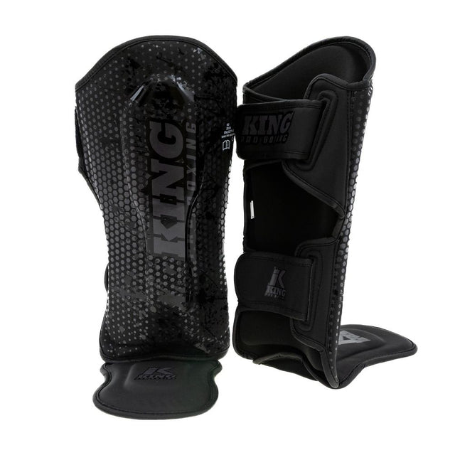 King Pro Boxing Skinnebensbeskyttere Hexagon Børn – Sort/Sort