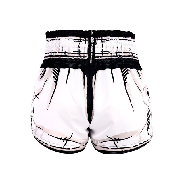 Twins Muay-Thai-Shorts TTBL Comic – Weiß/Schwarz