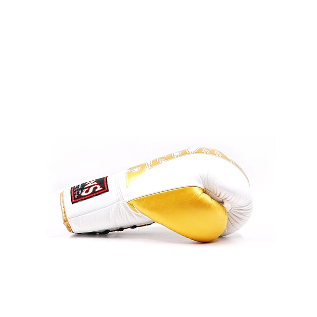 Gants de boxe Twins BGVLL8 à lacets – Blanc/Or
