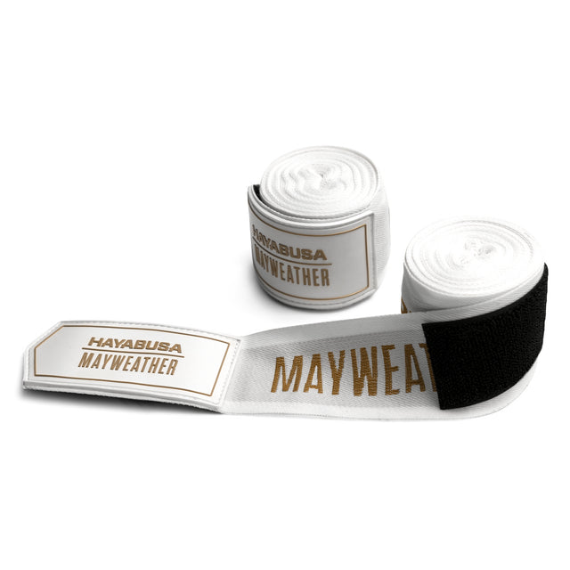Bende da boxe Hayabusa x Mayweather Deluxe – Bianco/Oro