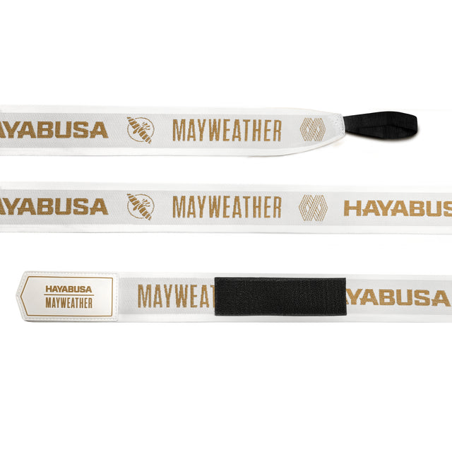 Bende da boxe Hayabusa x Mayweather Deluxe – Bianco/Oro