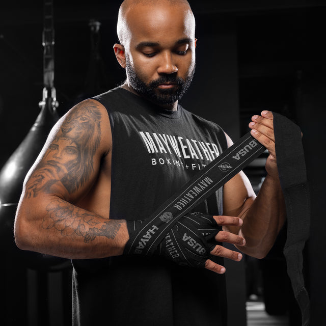 Bandaje de box Hayabusa x Mayweather Stretch – Negru/Gri