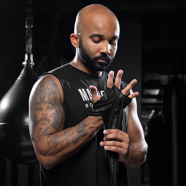Bandaje de box Hayabusa x Mayweather Stretch – Negru/Gri