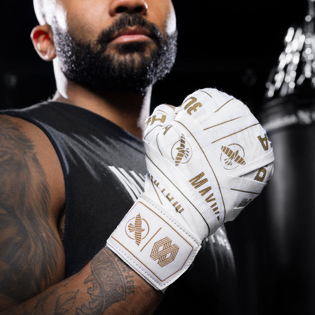 Bandes de boxe Hayabusa x Mayweather Stretch – Blanc/Or