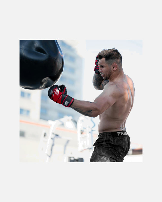 Luvas de MMA Phantom Athletics Raider – Vermelho/Preto Camo