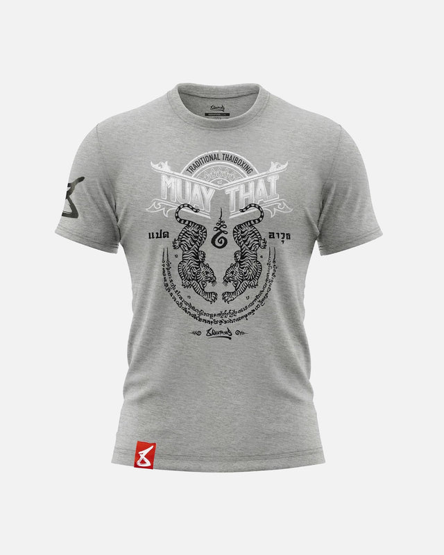 8 WEAPONS T-Shirt Sak Yant Tigers – Grau